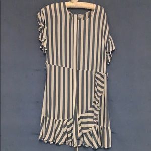 Blue and white striped dress